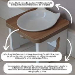Comedouro Elevado Pet Mdf Gato - Porcelana Felino - 4