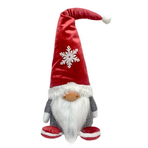 Papai Noel Escandinavo em Pe Vermelho e Cinza C/luz