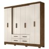 Guarda Roupas Casal 8 Portas 4 Gavetas San Lorenzo Castanho/Off White Moval - 2