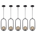 Ver imagem 1 de Kit 5 Pendentes Luminária Jabuticaba Globo Preto/ambar Inl79