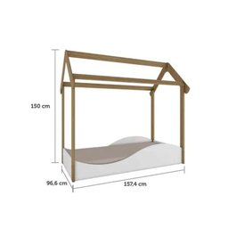 Mini Cama Montessoriana Uli Peroba Branco -carvalho Infantil Branco-carvalho - 2