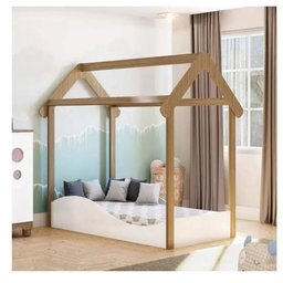 Mini Cama Montessoriana Uli Peroba Branco -carvalho Infantil Branco-carvalho - 4