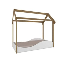 Mini Cama Montessoriana Uli Peroba Branco -carvalho Infantil Branco-carvalho - 1