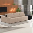 Ver imagem 2 de Sofá Ilha Modular para Sala 312cm com Puff Dublin K01 Veludo Bege e Sintético Preto - Lyam Decor
