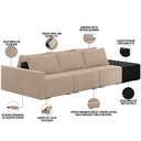 Ver imagem 4 de Sofá Ilha Modular para Sala 312cm com Puff Dublin K01 Veludo Bege e Sintético Preto - Lyam Decor
