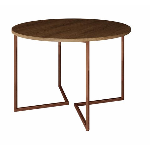Mesa de Jantar Industrial Base De Ferro Cobre em V Tampo 110 Amêndoa