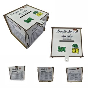 Cofre Guardar Woodbox Desafio 30 Mil Junte Dinheiro Branco