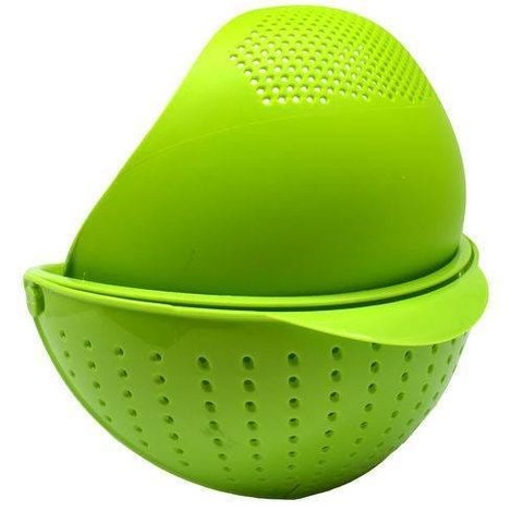Tigela com Escorredor Retrátil - Verde - 11x27x24.5cm - Prana