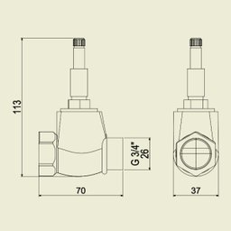 Base para Registro de Pressão 1416 3/4 Acionamento 1/4 de Volta Meber Metais Cobre - 3 Base para Registro de Pressão 1416 3/4 Acionamento 1/4 de Volta Meber Metais Cobre - 3