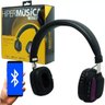 Fone Ouvido Headphone Bluetooth sem Fio LED Moderno Estéreo P2 Infokit Hbt-240 Preto Preto - 1