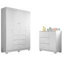 Ver mais imagens de Cômoda Infantil com Guarda Roupa 4 Portas Ambiente Duda Branco Brilho – Phoenix Baby