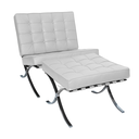 Ver imagem 1 de Poltrona com Banqueta Barcelona Base Inox Couro Ecologico:branco