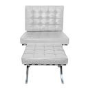 Ver imagem 2 de Poltrona com Banqueta Barcelona Base Inox Couro Ecologico:branco