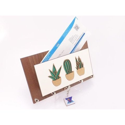 Porta Chaves e Cartas Cacto Madeirado Tabaco
