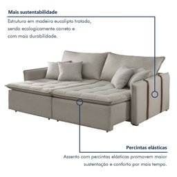 Sofá Cama em Madeira Eucalipto 180cm Detroid Yescasa - 5