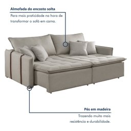 Sofá Cama em Madeira Eucalipto 180cm Detroid Yescasa - 10