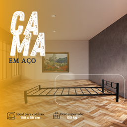 Cama Solteiro em Aço Tubular Reforçada Qualidade Resistente até 150 Kg Itagold - 3