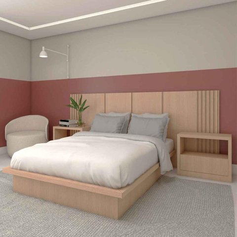 Cama Casal sob Medida Ca 148cmx200cm 100% Mdf Casa Lar Cor:carvalho Malva