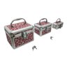 Kit 3 Maletas Alumínio Espelho Porta Joia Bijuteria Chaves Rosa - 4