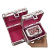 Kit 3 Maletas Alumínio Espelho Porta Joia Bijuteria Chaves Rosa - 2