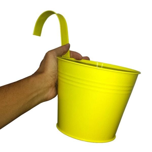 Kit com 2 Cachepot para Jardim Suspenso Vertical de Metal Grande Amarelo (cachepo-3) - 2