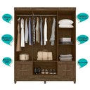 Ver imagem 4 de Guarda Roupa Casal com Espelho Ms912 4 Portas 2 Gavetas Moval - Castanho Wood Castanho Wood