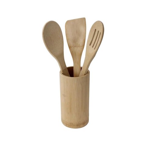 Conjunto 4 Peças em Bambu 3 Utensílios e 1 Base Dynasty - Full Fit