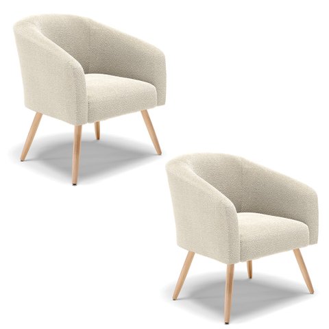 Poltrona Decorativa Pé Palito Natural Kit 2 Stella Bouclê D03 - D'Rossi