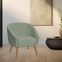 Ver imagem 2 de Poltrona Sala de Estar Mona Pés Palito Castanho Bouclê Verde Claro - Casaepoltrona
