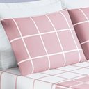 Ver imagem 3 de Jogo Cama Lençol Brooklyn Queen Quadriculado Micropercal 200 Fios 4 Peças - Rosa