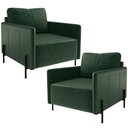 Ver imagem 1 de Kit 2 Poltronas Decorativa para Sala Living Pés Industrial Domani L06 Couro Verde - Lyam Decor