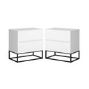 Ver imagem 2 de Kit 2 Mesas de Cabeceira 45cm Eros 2 Gavetas com Corrediças Telescopicas e Pés de Ferro