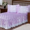 Colcha Casal Cetim com Babado Envolto 3 Peças Rosas - Lilás - 1