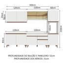 Ver imagem 4 de Armário de Cozinha Completa 300cm Branco Reims Madesa 01