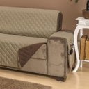 Ver imagem 3 de Protetor de Sofá Dupla Face Padrão 2 Lugares Microfibra - Cáqui/Marrom