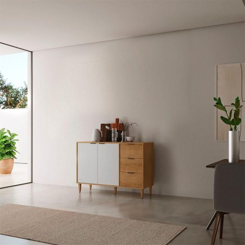 Balcão de Cozinha Luisa 2 Portas 3 Gavetas MDF 120cm Moderna