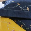 Ver imagem 3 de Cobre Leito King Tecido Jeans com Bordado 100% Algodão - Gallen 6 Peças Mostarda