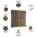 Ver imagem 3 de Guarda Roupa Casal 195cm Ripado Arlon M07 Freijó/cinza - Mpozenato