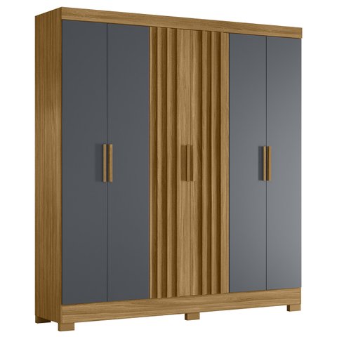Guarda Roupa Casal 195cm Ripado Arlon M07 Freijó/cinza - Mpozenato