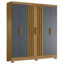Ver imagem 1 de Guarda Roupa Casal 195cm Ripado Arlon M07 Freijó/cinza - Mpozenato