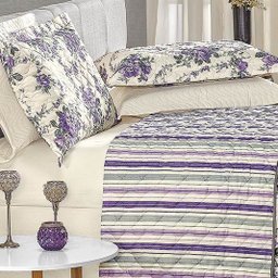 Cobre Leito King Dupla Face Estampado 3 Peças Topázio - Bouquet Lilás - 2