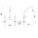 Ver imagem 2 de Torneira com Misturador de Cozinha para Mesa 3006 C 18 1/4V AA Uni Meber Metais