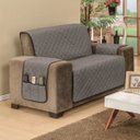 Ver imagem 3 de Protetor de Sofá Dupla Face Padrão 2 Lugares Microfibra - Preto/Cinza