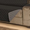 Ver imagem 2 de Protetor de Sofá Dupla Face Padrão 2 Lugares Microfibra - Preto/Cinza