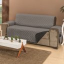 Ver imagem 3 de Protetor de Sofá Dupla Face Padrão 3 Lugares Microfibra - Preto/Cinza