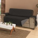 Ver imagem 1 de Protetor de Sofá Dupla Face Padrão 3 Lugares Microfibra - Preto/Cinza