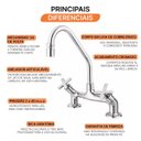 Ver imagem 4 de Torneira com Misturador de Cozinha para Mesa 3006 C 28 Ba AA Omega Meber Metais Cromado