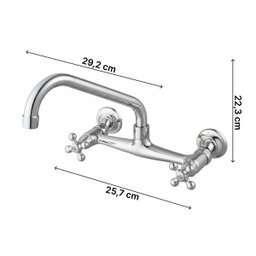 Torneira com Misturador de Cozinha de Parede 3001 C 21 Ba Supernova Meber Metais Cromado - 3