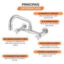 Ver imagem 5 de Torneira com Misturador de Cozinha Parede 3003 C 22 1/4V Ba AA Nya Meber Metais Cromado