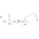 Ver imagem 2 de Torneira com Misturador de Cozinha Parede 3003 C 22 1/4V BA AA Nya Meber Metais